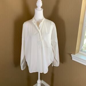 Everlane White Cotton Popover Shirt Women’s Size 10 Long Sleeve